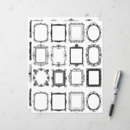 ヴィンテージフレームラインアートコラージスクラップブック紙