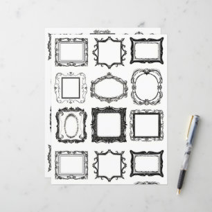 ヴィンテージフレームラインアートコラージスクラップブック紙