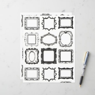 ヴィンテージフレームラインアートコラージスクラップブック紙