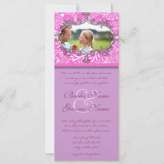 ヴィンテージフレームラブバード結婚式招待状 招待状 (正面)