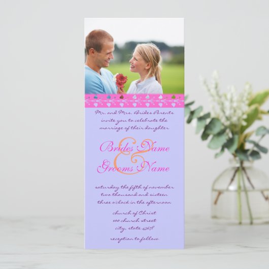 ヴィンテージフレームラブバード結婚式招待状 招待状 (スタンド正面)