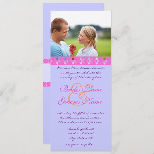 ヴィンテージフレームラブバード結婚式招待状 招待状 (正面/裏面)