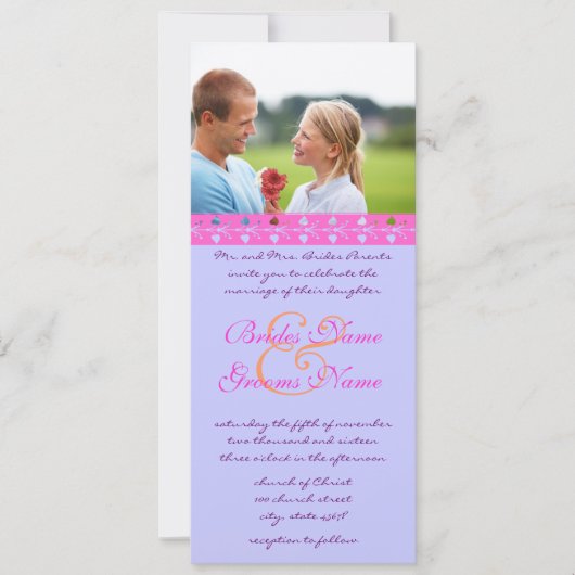 ヴィンテージフレームラブバード結婚式招待状 招待状 (正面)