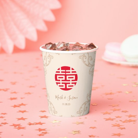 ヴィンテージフレーム二重の幸福結婚の 紙コップ (インサイチュ)