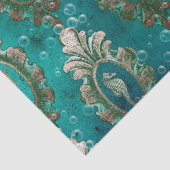 ヴィンテージフレーム付きシーホースのライトグリーンのデコパージュ 薄葉紙 (詳細)