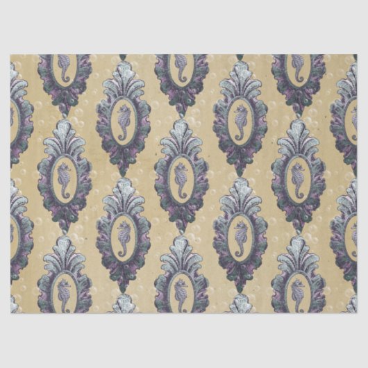 ヴィンテージフレーム付きシーホースの背景(タン) 薄葉紙 (正面)