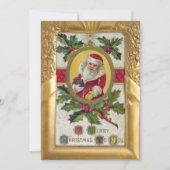 ヴィンテージフレーム内のサンタとホリ華美ー金ゴールド シーズンカード (正面)