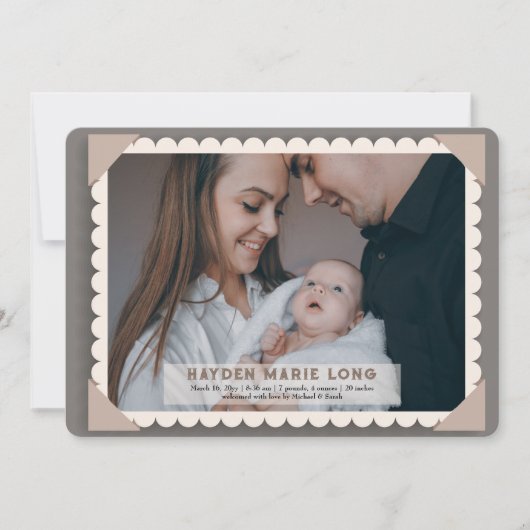 ヴィンテージフレーム写真の生誕発表 案内状 (正面)