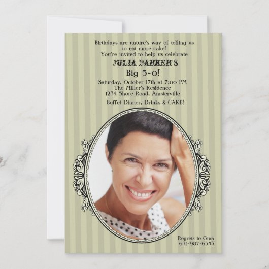 ヴィンテージフレーム写真誕生日パーティーの招待 招待状 (正面)