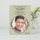 ヴィンテージフレーム写真誕生日パーティーの招待 招待状 (スタンド正面)