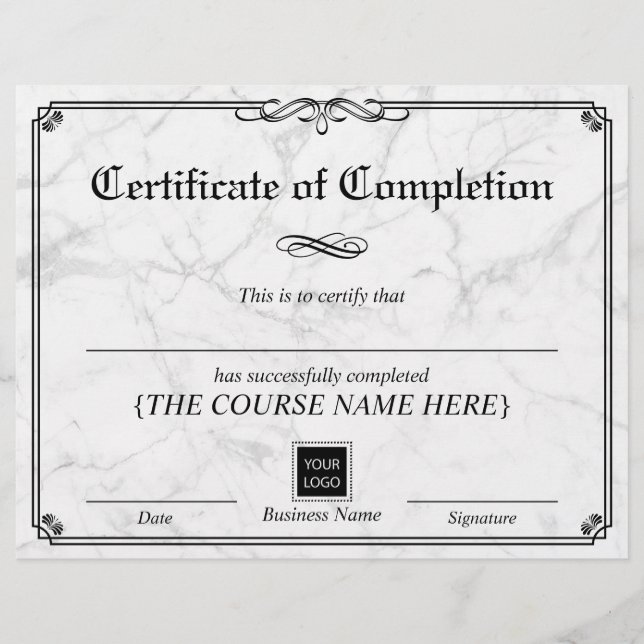 ヴィンテージフレーム大理石完成証明書 (正面)