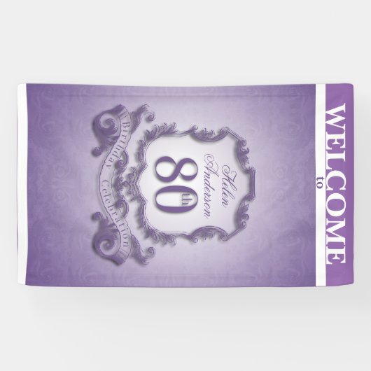 ヴィンテージフレーム第80の誕生祝いの旗 横断幕 (横)