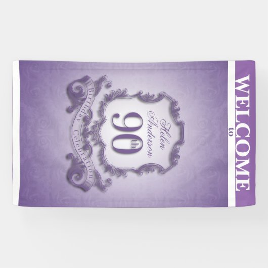 ヴィンテージフレーム第90の誕生祝いの旗 横断幕 (横)