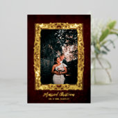 ヴィンテージフレーム結婚したクリスマスブルゴーニュ写真 箔シーズンカード (立ち正面)