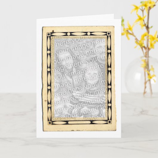 ヴィンテージフレーム自分の写真を追加 カード (黄色い花)