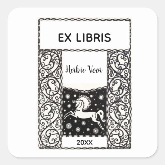 ヴィンテージフレーム蔵書票 スクエアシール (正面)