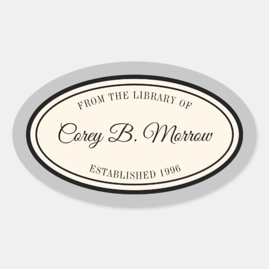 ヴィンテージフレーム「ライブラリから」楕円蔵書票 楕円形シール (正面)