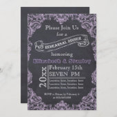 ヴィンテージフレーム、結婚シャルボードのリハーサル 招待状 (正面/裏面)