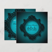 ヴィンテージフレーム（青） - 60誕生祝い 招待状 (正面/裏面)