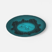 ヴィンテージフレーム（青） - 80番目の誕生日紙プレート ペーパープレート (アングル)