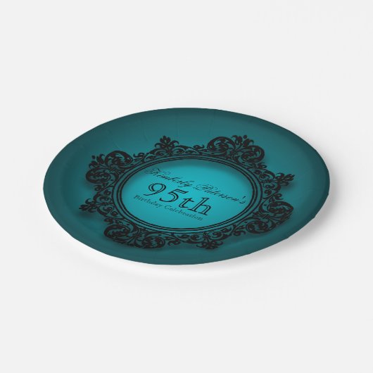ヴィンテージフレーム（青） - 95番目の誕生日紙プレート ペーパープレート (アングル)