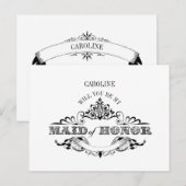 ヴィンテージフレームBe Myメイド・オブ・オーナー（花嫁付き添い人）カード インビテーションポストカード (正面/裏面)