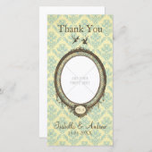 ヴィンテージフレームDamask結婚式ありがとう サンキューカード (正面/裏面)
