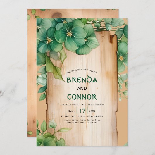 ヴィンテージフレームQRコードセントパトリックの日結婚の 招待状 (正面/裏面)