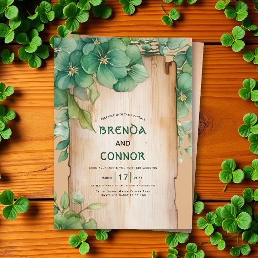 ヴィンテージフレームQRコードセントパトリックの日結婚の 招待状