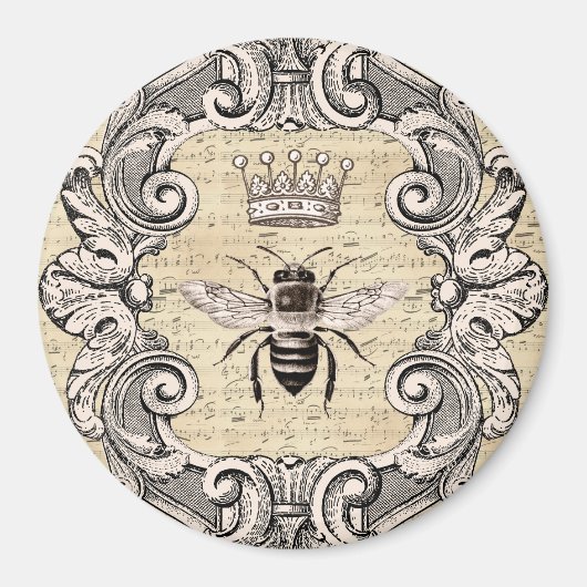 ヴィンテージフレームQueen Bee on Sheet Music Magnet マグネット (正面)