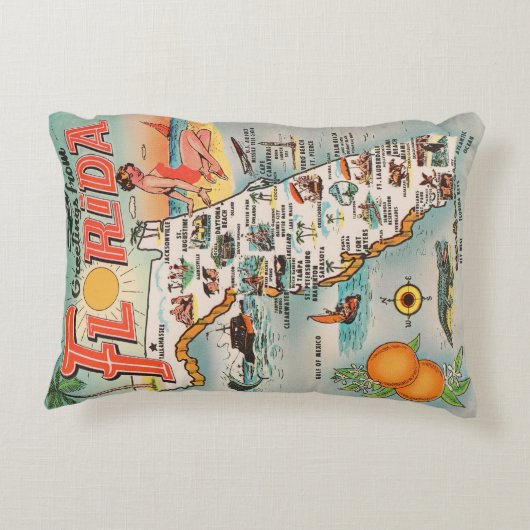 ヴィンテージフロリダの地図きたし挨拶 アクセントクッション (裏面)