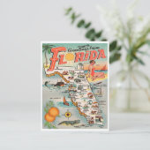 ヴィンテージフロリダの地図グリーティング ポストカード (スタンド正面)