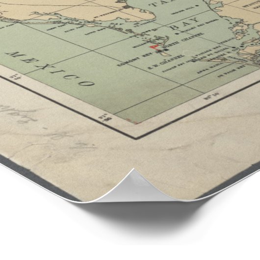 ヴィンテージフロリダの地図 ポスター (角)