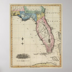 ヴィンテージフロリダの地図(1823年) ポスター