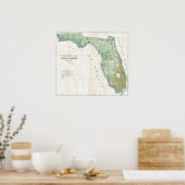 ヴィンテージフロリダの地図, 1853 ポスター (キッチン)