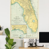 ヴィンテージフロリダの地図（1891年） ポスター (ホームオフィス)