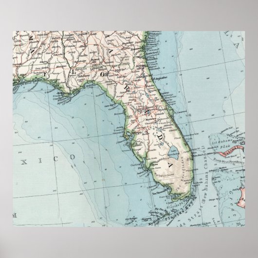 ヴィンテージフロリダの地図（1900年） ポスター (正面)