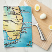 ヴィンテージフロリダの高速道路の地図 キッチンタオル (四つ折り)