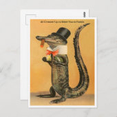 ヴィンテージフロリダアリゲータードレスアップ旅行 ポストカード (正面/裏面)