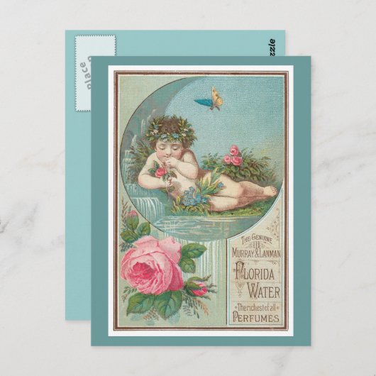 ヴィンテージフロリダウォーターアドwith Cherub 1888 ポストカード (正面/裏面)