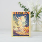 ヴィンテージフロリダサンシャイン新しい飛んでいる女性 ポストカード (スタンド正面)