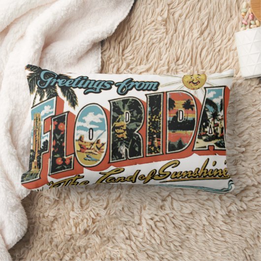 ヴィンテージフロリダザサンシャイン州はがき ランバークッション (ブランケット)