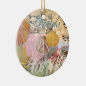 ヴィンテージフロリダトラベルビーチシェルコラージュ セラミックオーナメント (右)