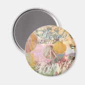 ヴィンテージフロリダトラベルビーチシェルズアートプリント マグネット (正面/裏面)