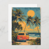 ヴィンテージフロリダパームツリービーチはがき シーズンカード (正面/裏面)