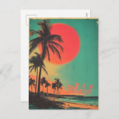 ヴィンテージフロリダパームツリービーチはがき シーズンポストカード (正面/裏面)