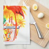 ヴィンテージフロリダフラミンゴストラベル キッチンタオル (四つ折り)