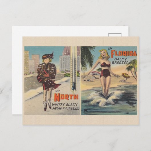 ヴィンテージフロリダ冬のはがき ポストカード (正面/裏面)