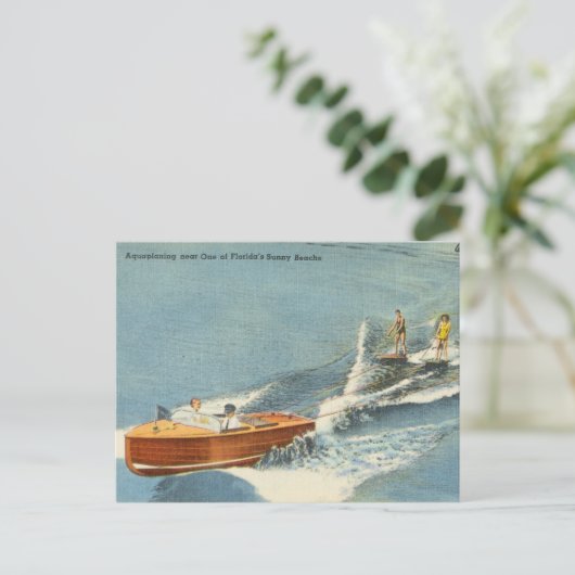ヴィンテージフロリダ州の近くの水上ビーチ ポストカード (スタンド正面)