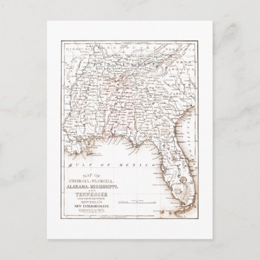 ヴィンテージフロリダ州アラバマの地図ジョージアミシシッピ ポストカード (正面)